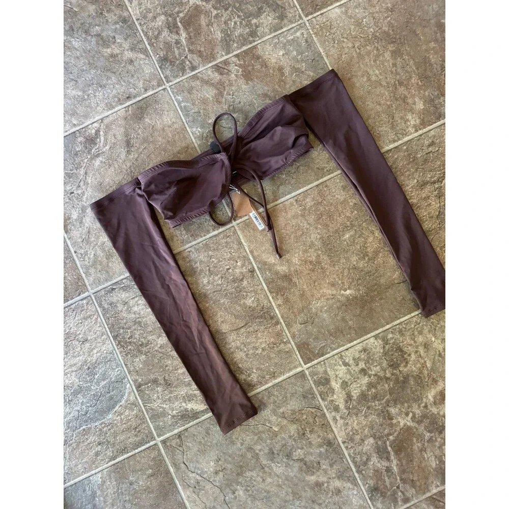 SKIMS Swim Long Sleeved Bikini Top Cocoa Size Small